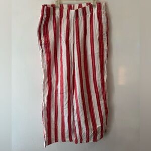 Old Navy Red and White Striped Linen Pants
